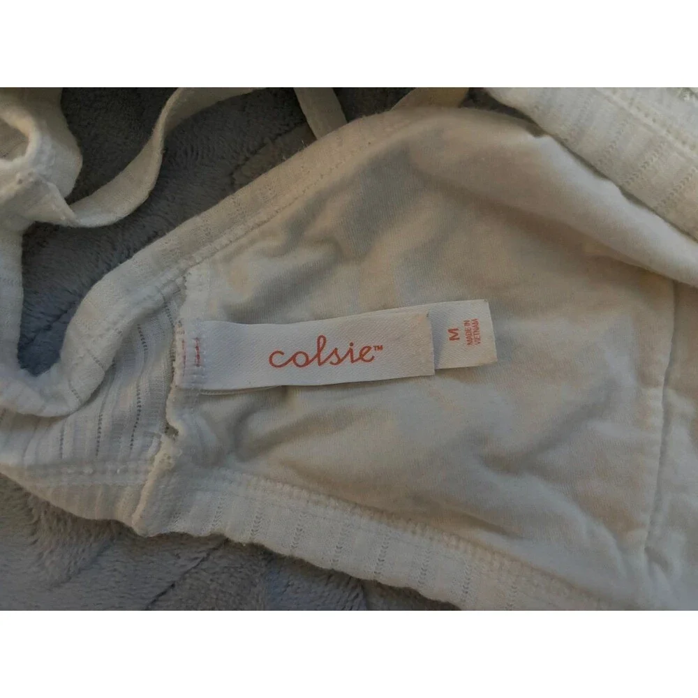 Colsie Women's White Ribbed Bralette - Size Medium - Picture 2 of 3